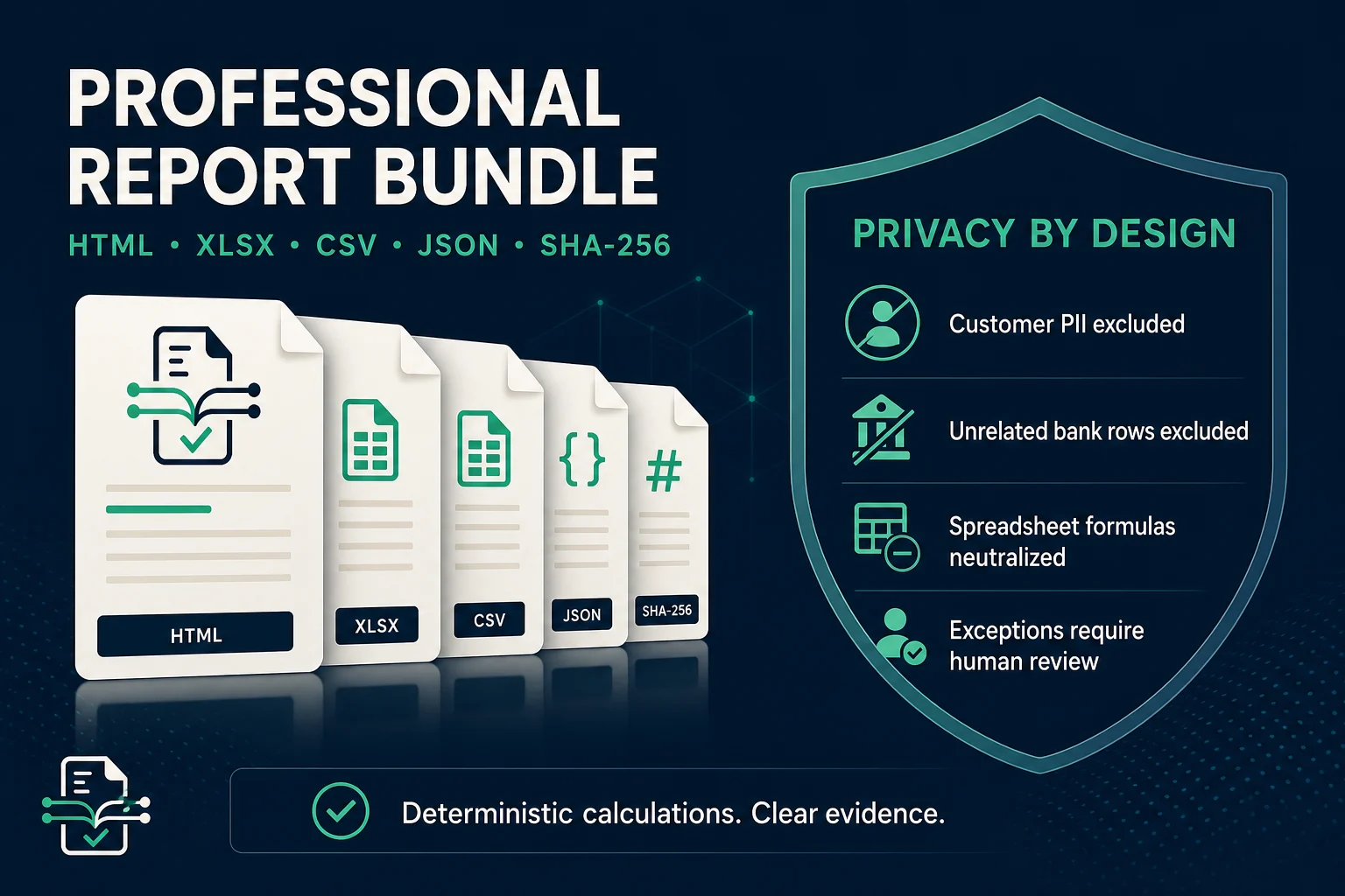 PayoutProof report bundle and privacy protections