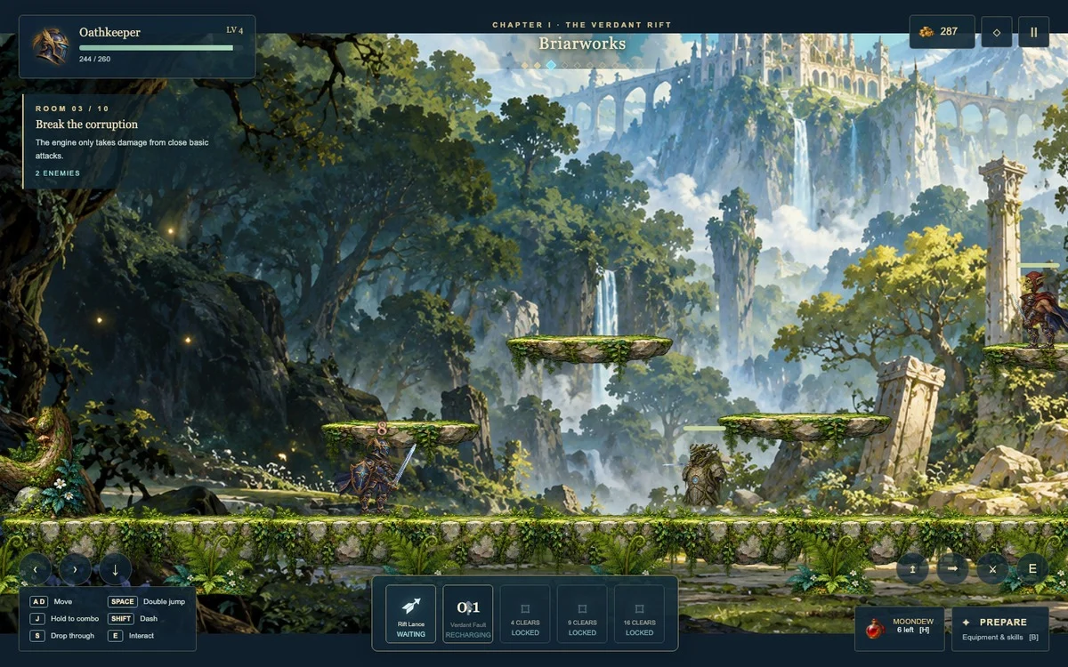 Playable combat room